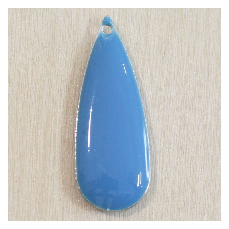 Sequin Emaillé en résine époxy goutte 27x10mm - Bleu