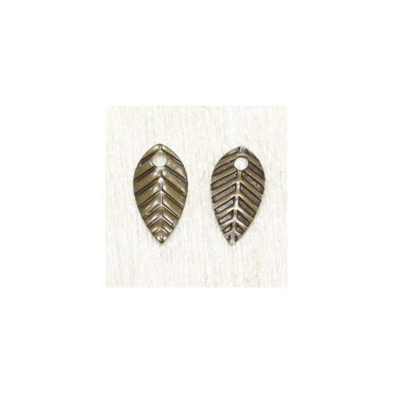 Breloque fine - Feuille incurvée - 7x4mm - Bronze