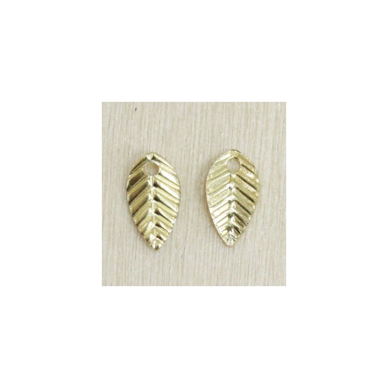 Breloque fine - Feuille incurvée - 7x4mm - Doré