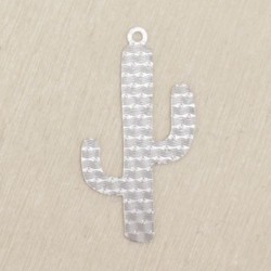 Breloque Laser Cut - Cactus - 25x13mm - Argenté