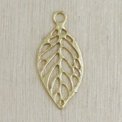 Breloque Laser Cut - Feuille - 11x5mm - Doré