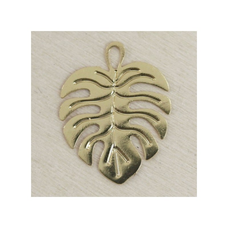 Breloque Laser Cut - Feuille de monstera - 17x13mm - Gold rose