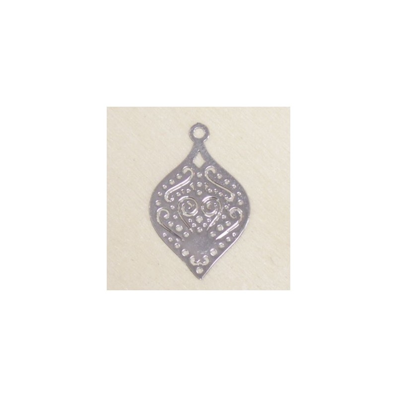 Breloque Laser Cut - Goutte - 24x15mm - Argenté foncé