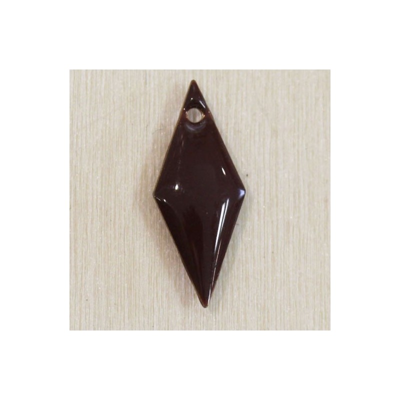 Sequin Emaillé en résine époxy losange 19x7mm - Marron chocolat