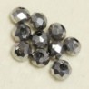 Perles en cristal à facettes - Coussin  - 3x4mm - Argenté Foncé Opaque - Lot de 50