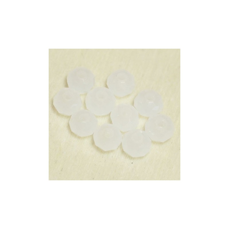 Perles en cristal à facettes - Coussin  - 3x4mm - Blanc Laiteux - Lot de 50