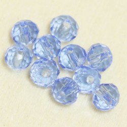 Perles en cristal à facettes - Coussin  - 3x4mm - Bleu Acier Transparent - Lot de 50