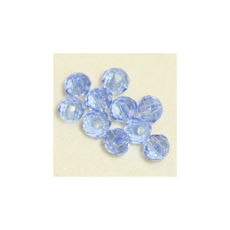 Perles en cristal à facettes - Coussin  - 3x4mm - Bleu Acier Transparent - Lot de 50