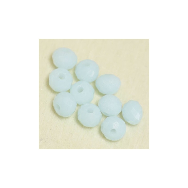 Perles en cristal à facettes - Coussin  - 3x4mm - Bleu Clair Laiteux - Lot de 50