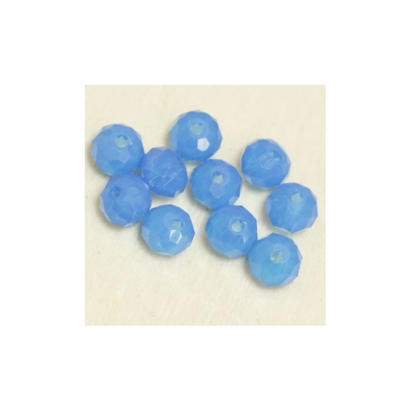 Perles en cristal à facettes - Coussin  - 3x4mm - Bleu Marine Laiteux - Lot de 50