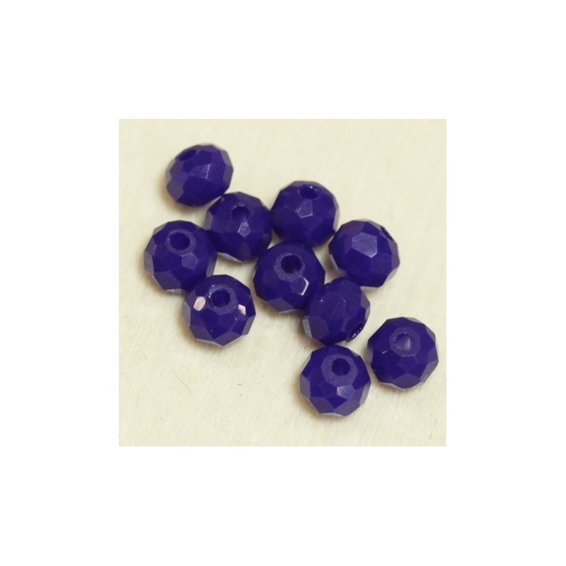 Perles en cristal à facettes - Coussin  - 3x4mm - Bleu Marine Opaque - Lot de 50