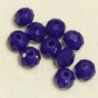 Perles en cristal à facettes - Coussin  - 3x4mm - Bleu Marine Opaque - Lot de 50