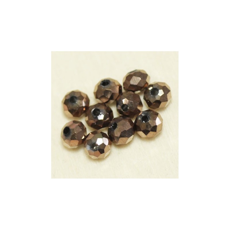Perles en cristal à facettes - Coussin  - 3x4mm - Bronze Opaque - Lot de 50