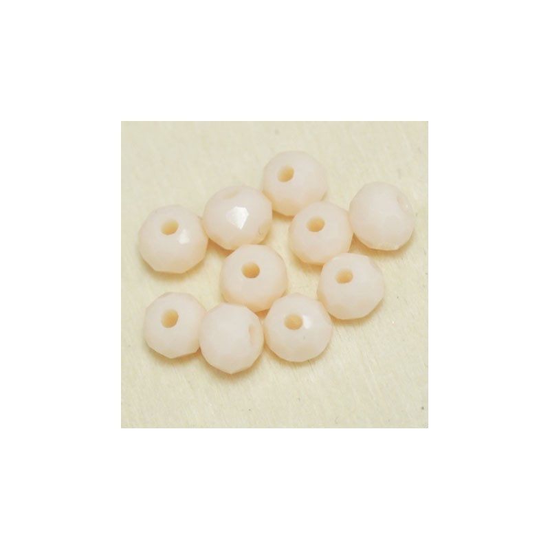Perles en cristal à facettes - Coussin  - 3x4mm - Chair Clair Opaque - Lot de 50