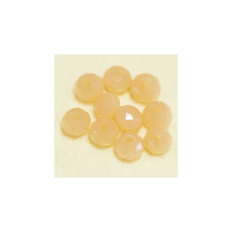 Perles en cristal à facettes - Coussin  - 3x4mm - Chair Laiteux - Lot de 50