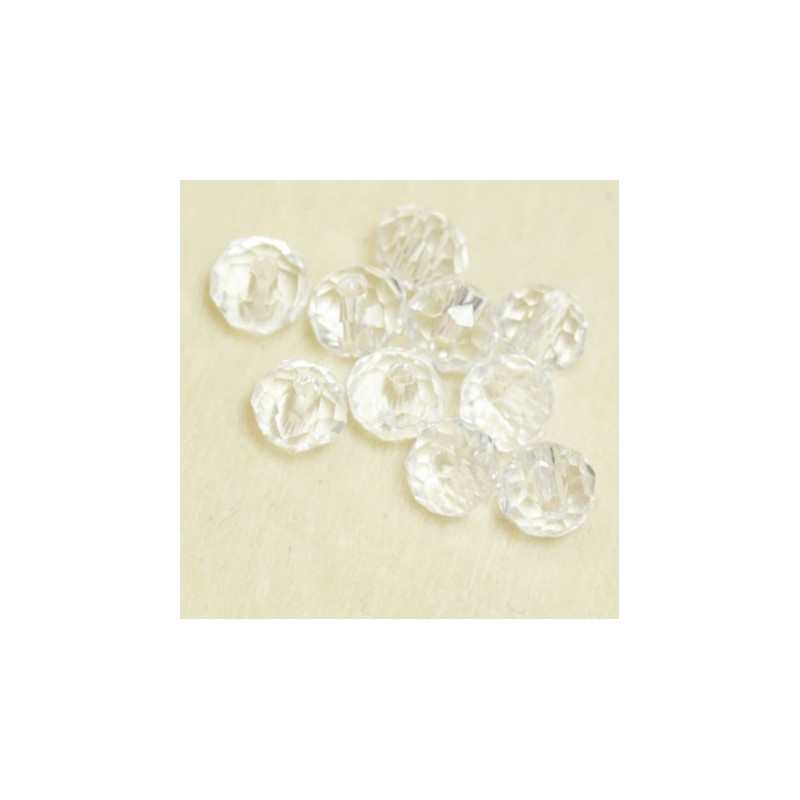 Perles en cristal à facettes - Coussin  - 3x4mm - Cristal Transparent - Lot de 50
