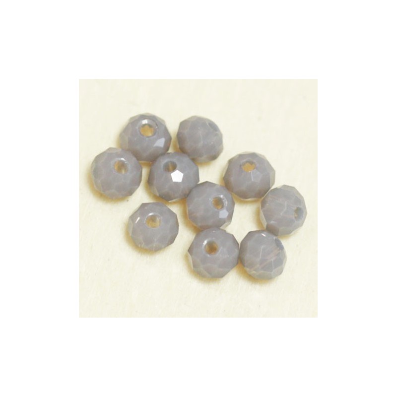 Perles en cristal à facettes - Coussin  - 3x4mm - Gris Foncé Opaque - Lot de 50