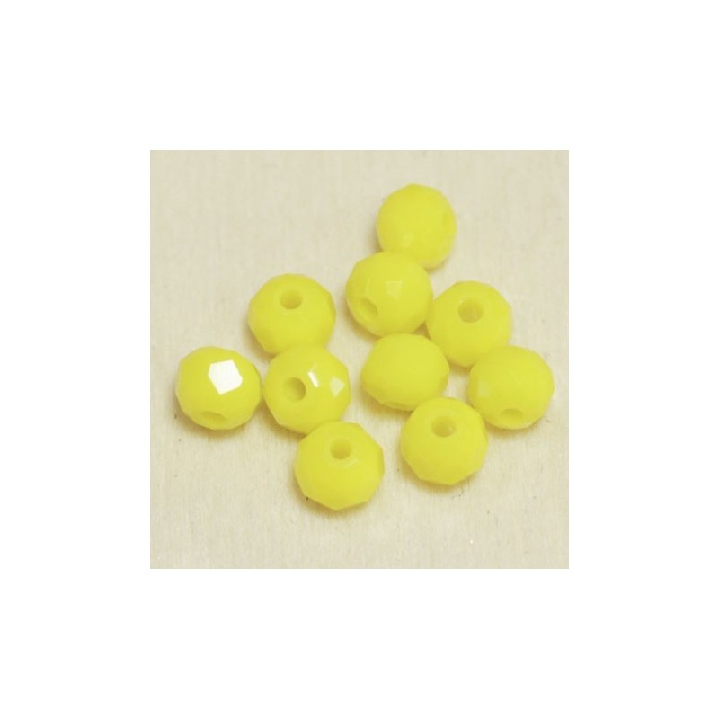 Perles en cristal à facettes - Coussin  - 3x4mm - Jaune Opaque - Lot de 50