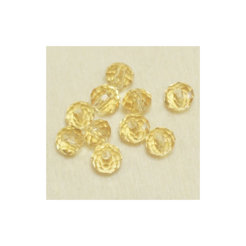 Perles en cristal à facettes - Coussin  - 3x4mm - Jaune Topaze Clair Transparent - Lot de 50