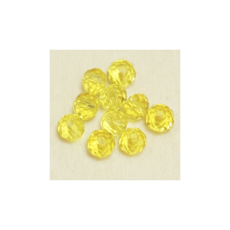 Perles en cristal à facettes - Coussin  - 3x4mm - Jaune Transparent - Lot de 50