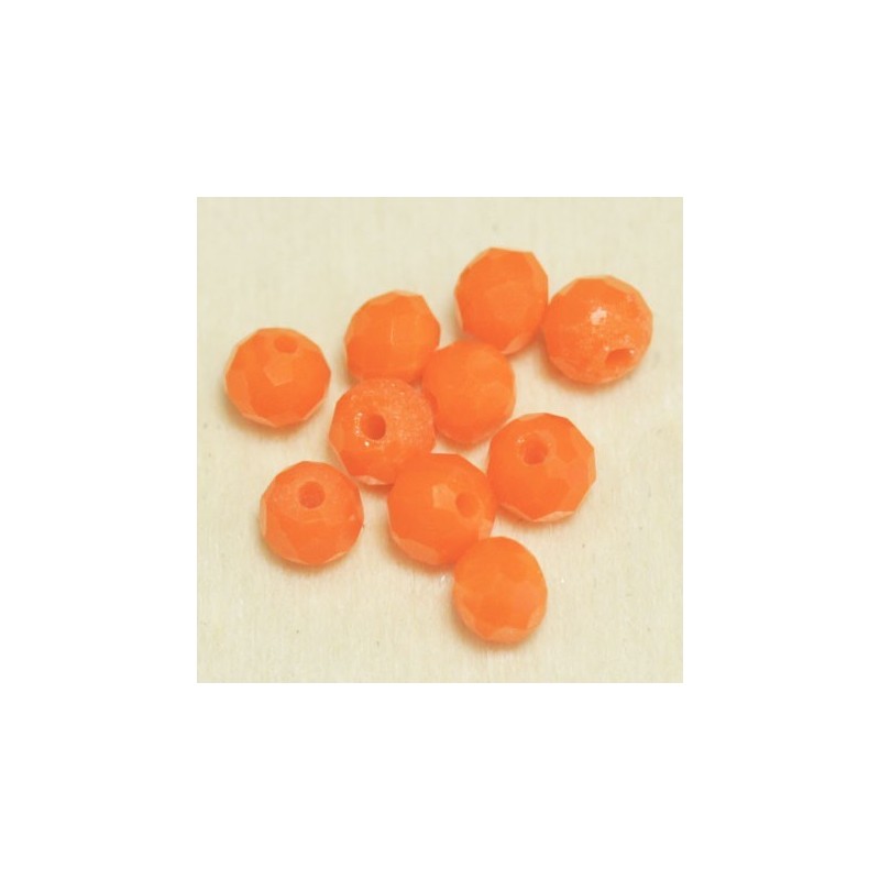 Perles en cristal à facettes - Coussin  - 3x4mm - Orange Foncé Opaque - Lot de 50