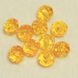 Perles en cristal à facettes - Coussin  - 3x4mm - Orange Transparent - Lot de 50