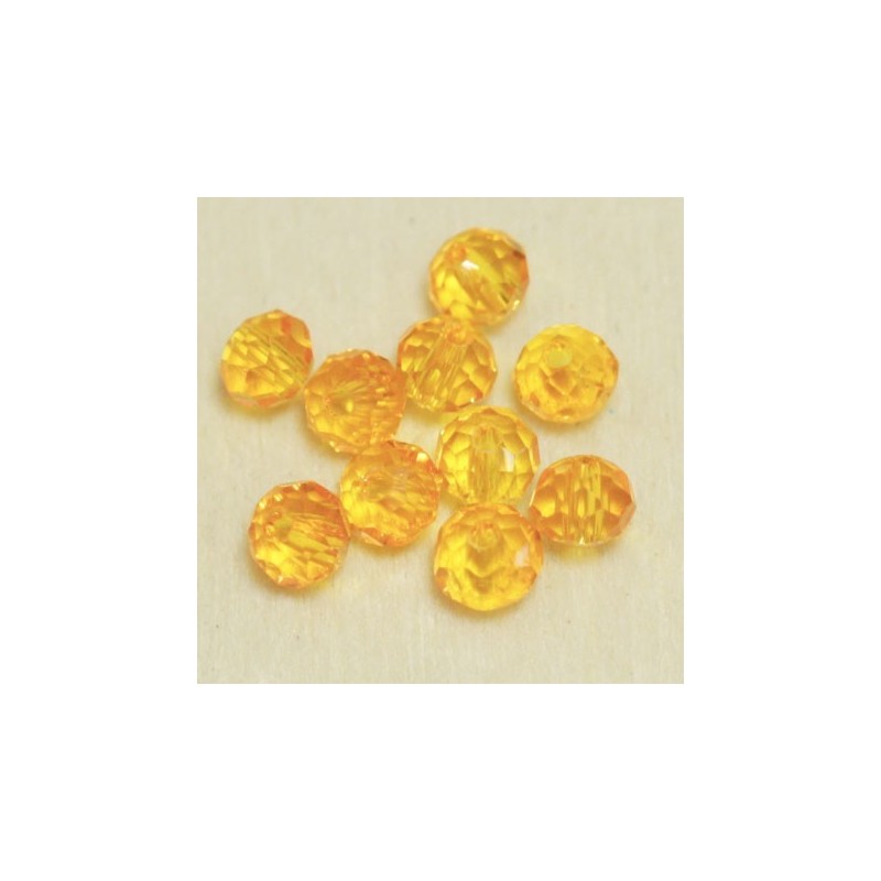 Perles en cristal à facettes - Coussin  - 3x4mm - Orange Transparent - Lot de 50