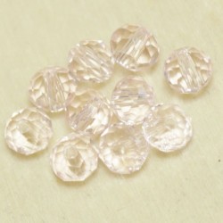 Perles en cristal à facettes - Coussin  - 3x4mm - Rose Clair Transparent - Lot de 50