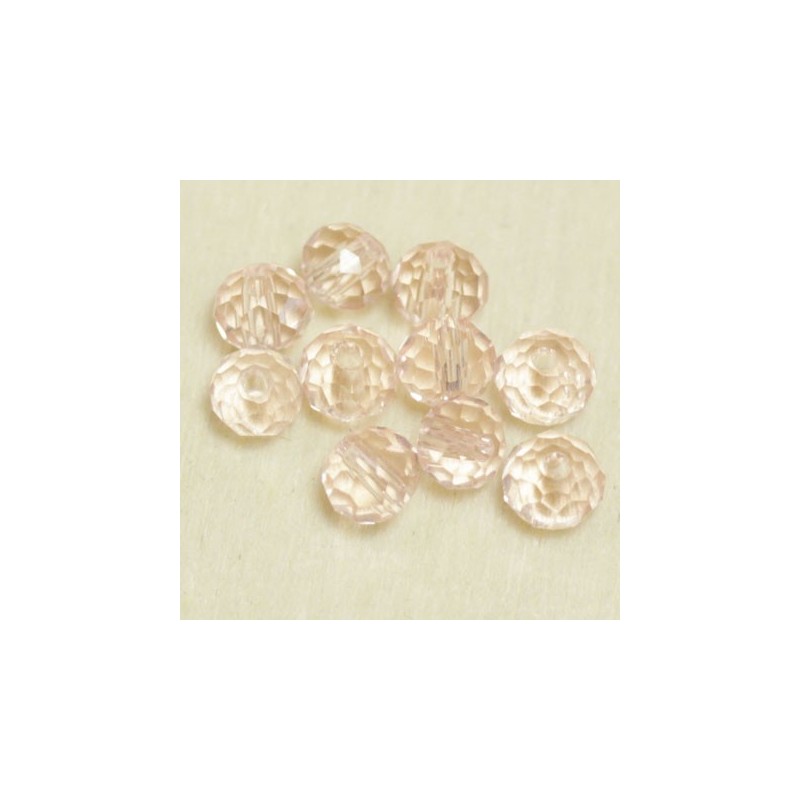 Perles en cristal à facettes - Coussin  - 3x4mm - Rose Transparent - Lot de 50