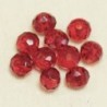 Perles en cristal à facettes - Coussin  - 3x4mm - Rouge Transparent - Lot de 50