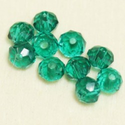 Perles en cristal à facettes - Coussin  - 3x4mm - Vert Outremer Transparent - Lot de 50
