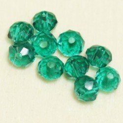 Perles en cristal à facettes - Coussin  - 3x4mm - Vert Outremer Transparent - Lot de 50