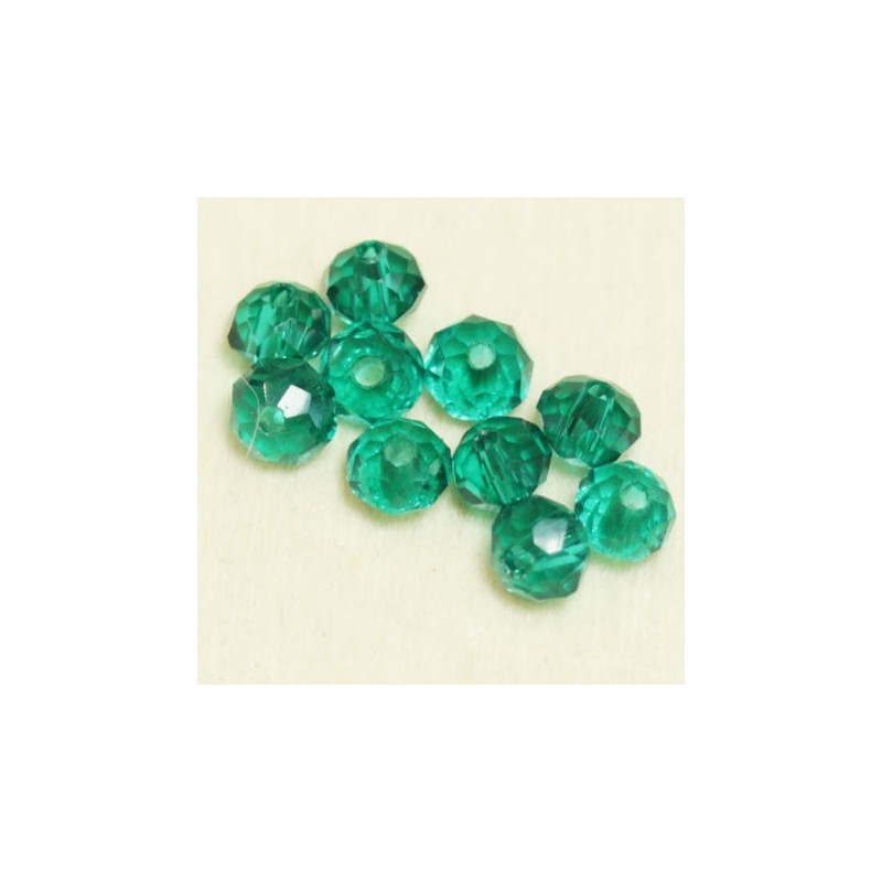 Perles en cristal à facettes - Coussin  - 3x4mm - Vert Outremer Transparent - Lot de 50