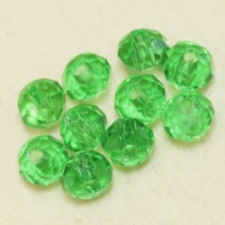 Perles en cristal à facettes - Coussin  - 3x4mm - Vert Transparent - Lot de 50