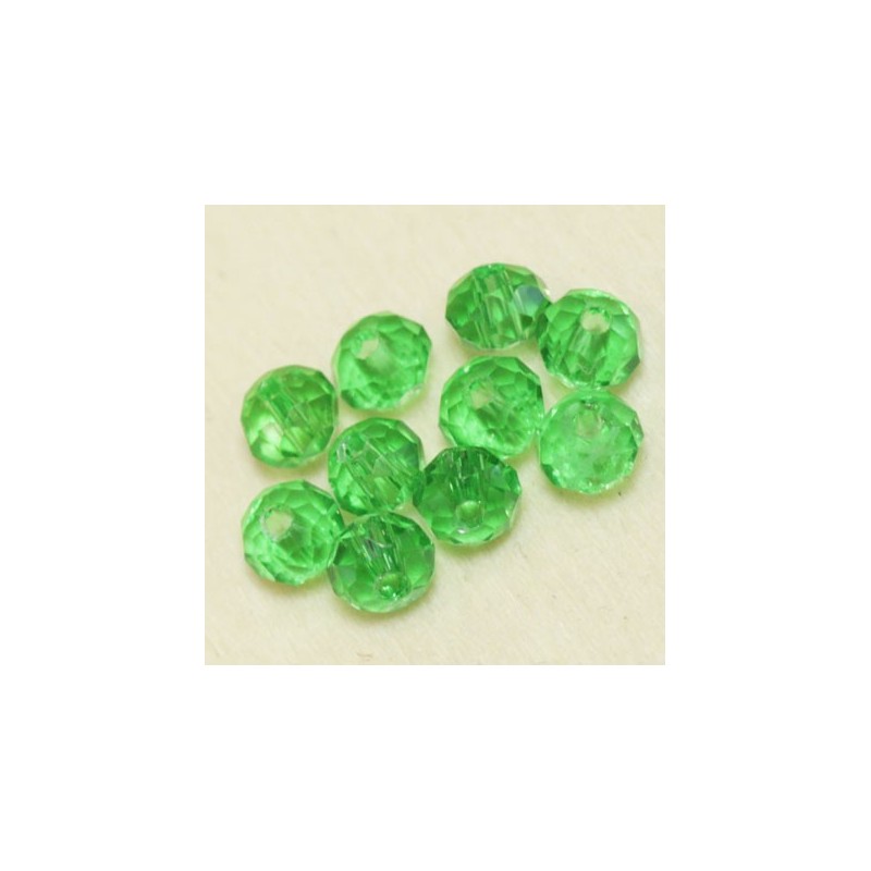 Perles en cristal à facettes - Coussin  - 3x4mm - Vert Transparent - Lot de 50