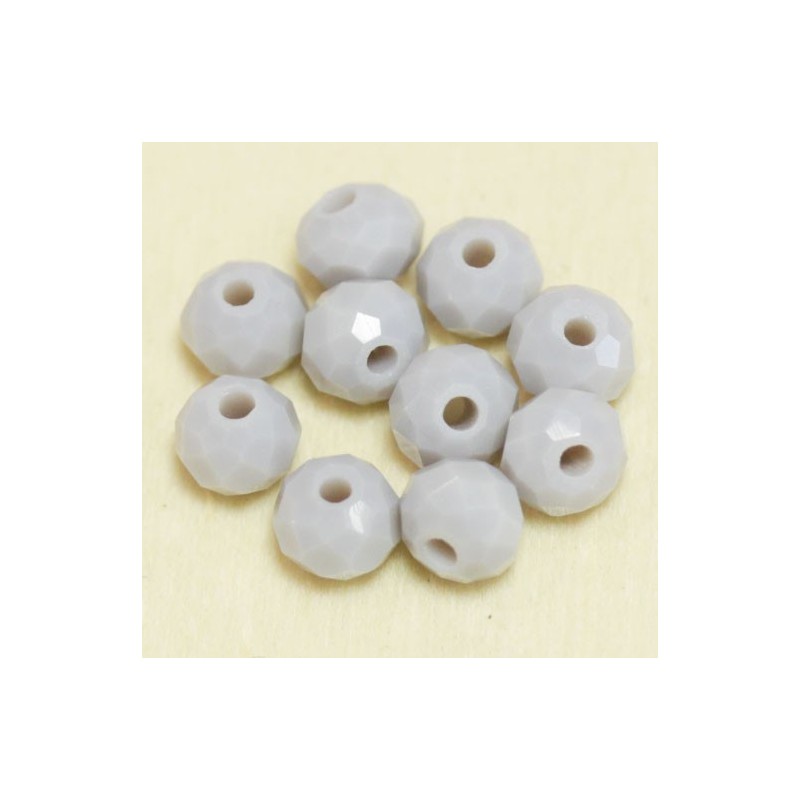 Perles en cristal à facettes - Coussin  - 4x5,5mm - Gris Laiteux - Lot de 50