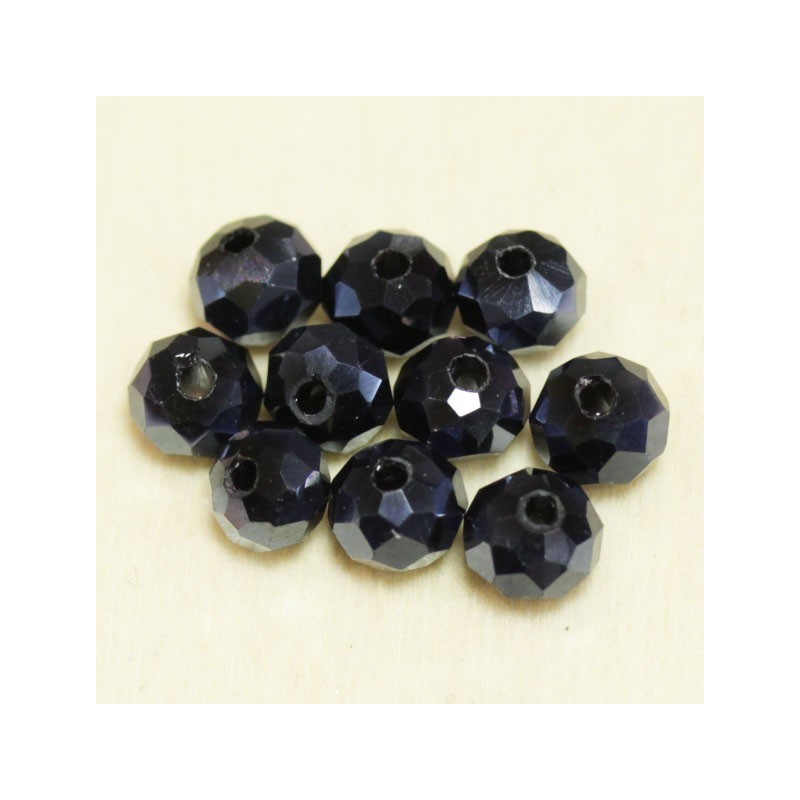 Perles en cristal à facettes - Coussin  - 4x5,5mm - Hematite Opaque - Lot de 50