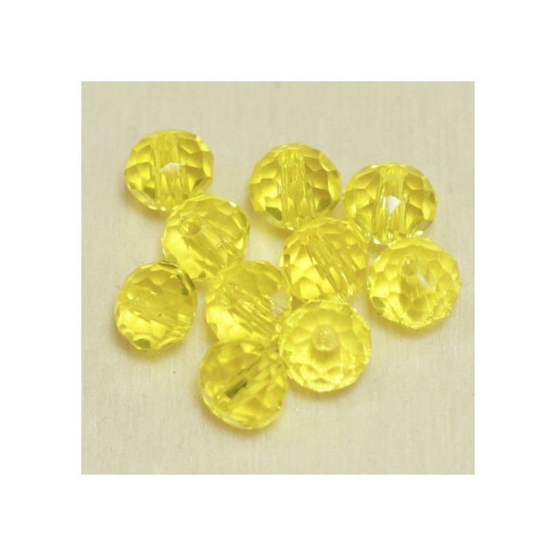Perles en cristal à facettes - Coussin  - 4x5,5mm - Jaune Transparent - Lot de 50