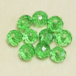 Perles en cristal à facettes - Coussin  - 4x5,5mm - Vert Transparent - Lot de 50