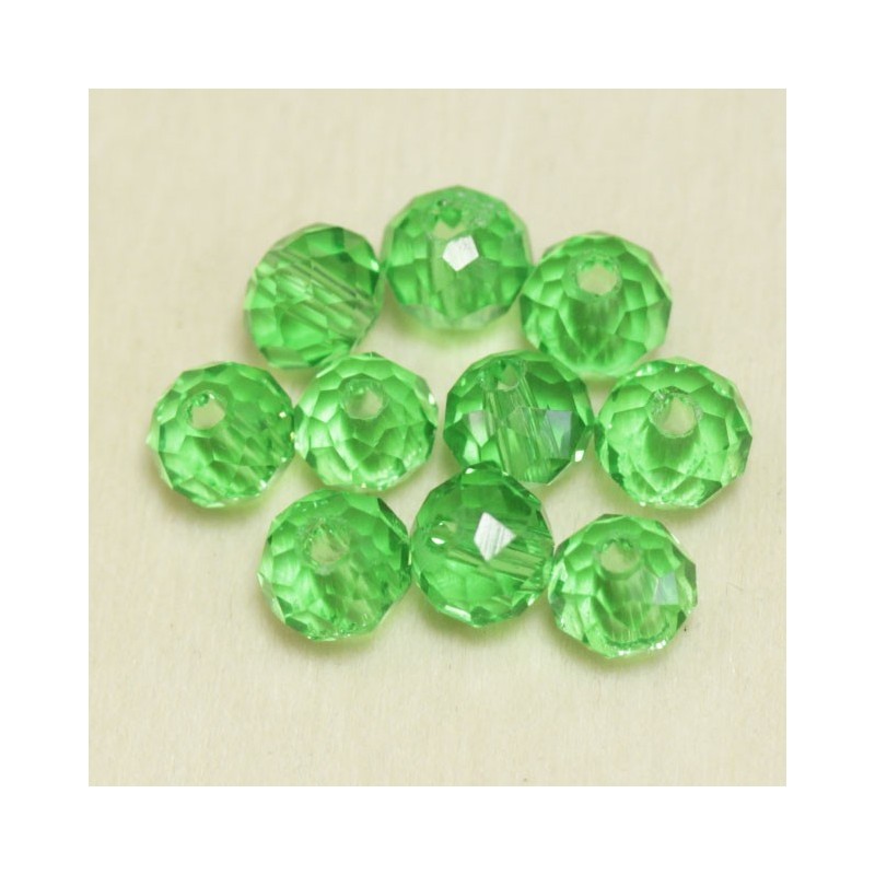 Perles en cristal à facettes - Coussin  - 4x5,5mm - Vert Transparent - Lot de 50