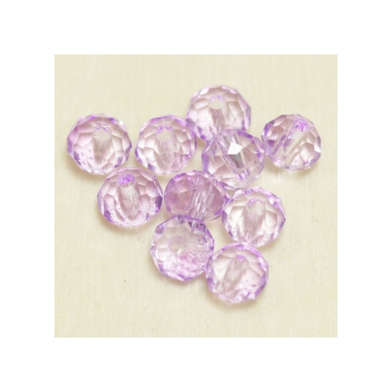 Perles en cristal à facettes - Coussin  - 4x5,5mm - Violet Clair Transparent - Lot de 50