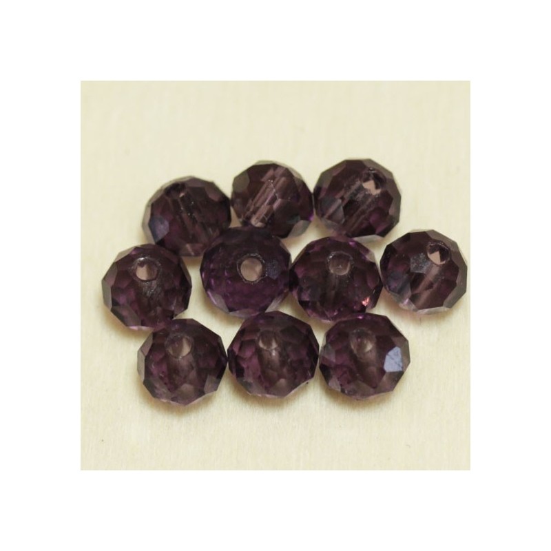 Perles en cristal à facettes - Coussin  - 4x5,5mm - Violet Foncé Transparent - Lot de 50