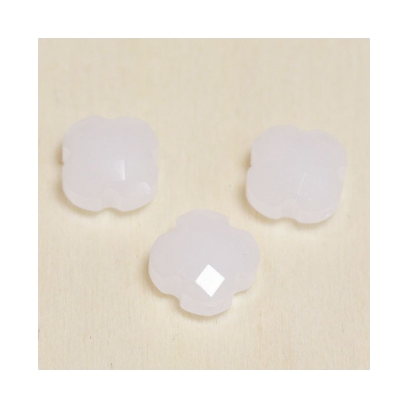 Perles en cristal à facettes  - Trèfle  12x12mm - Blanc Laiteux
