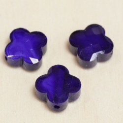 Perles en cristal à facettes  - Trèfle  12x12mm - Bleu Marine Opaque