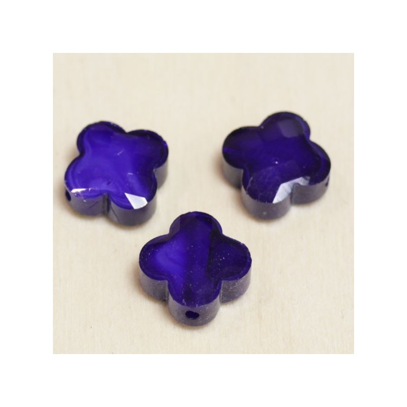 Perles en cristal à facettes  - Trèfle  12x12mm - Bleu Marine Opaque