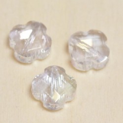 Perles en cristal à facettes  - Trèfle  12x12mm - Cristal Ab Transparent