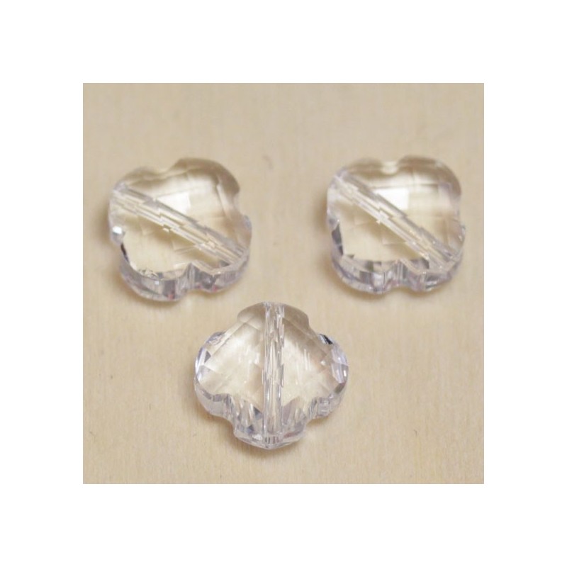 Perles en cristal à facettes  - Trèfle  12x12mm - Cristal Transparent