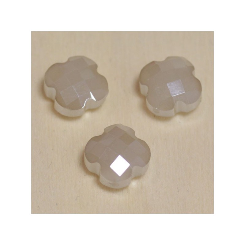 Perles en cristal à facettes  - Trèfle  12x12mm - Ivoire Laiteux