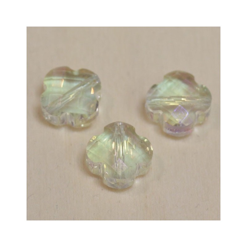 Perles en cristal à facettes  - Trèfle  12x12mm - Jaune Clair Transparent