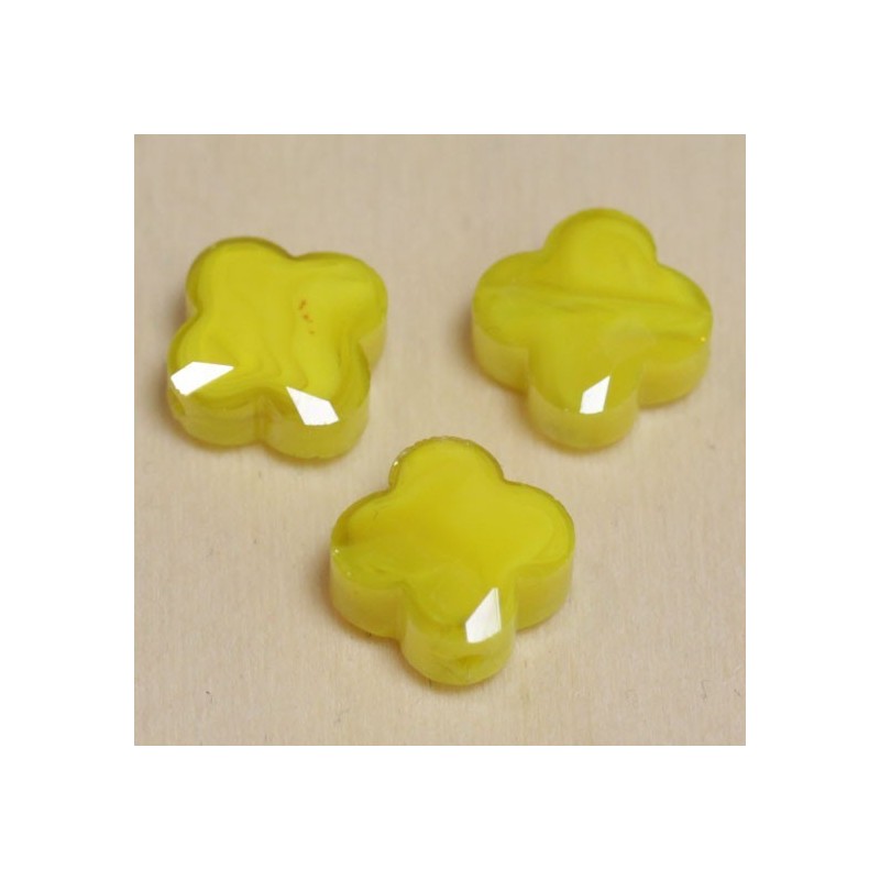 Perles en cristal à facettes  - Trèfle  12x12mm - Jaune Opaque